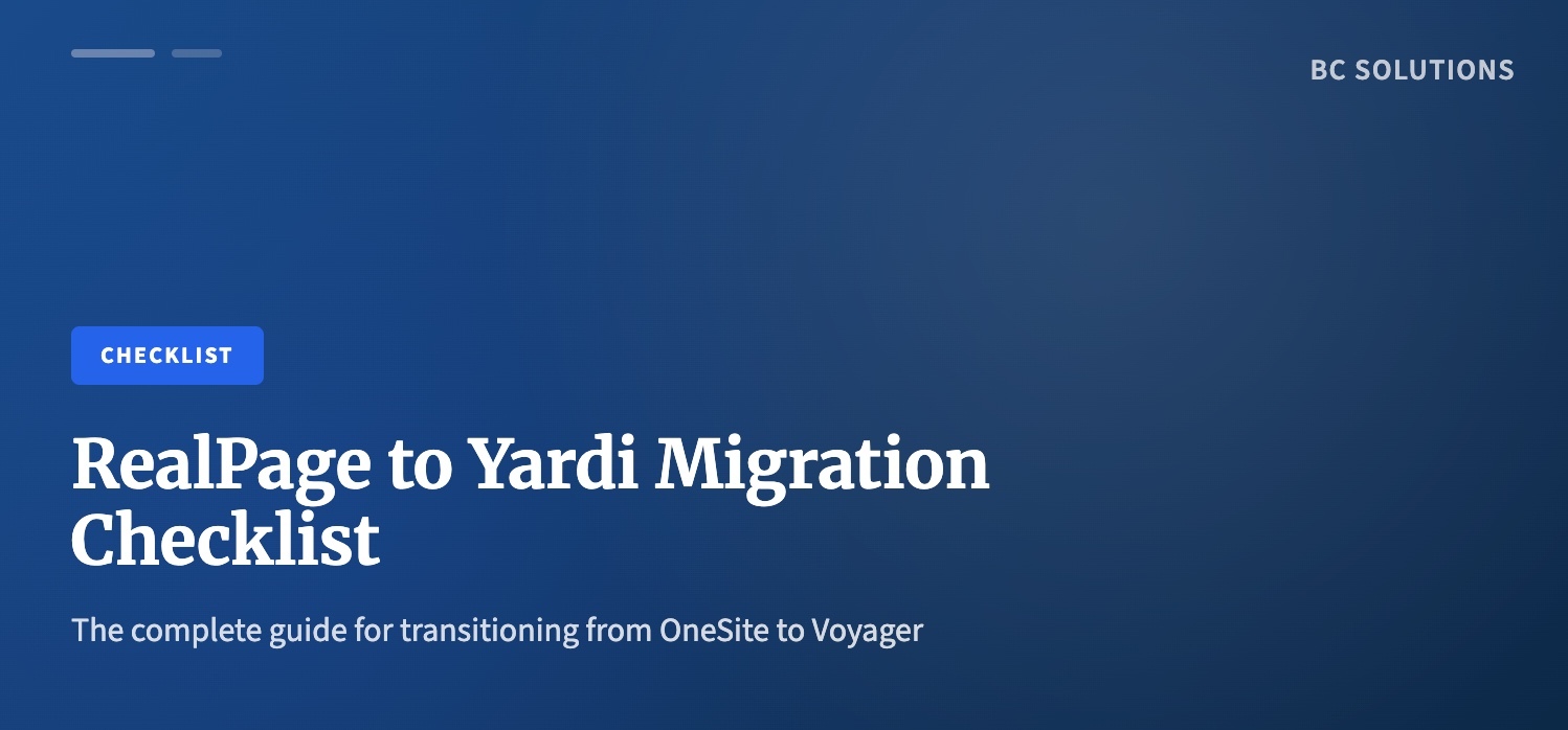 RealPage to Yardi Migration Checklist
